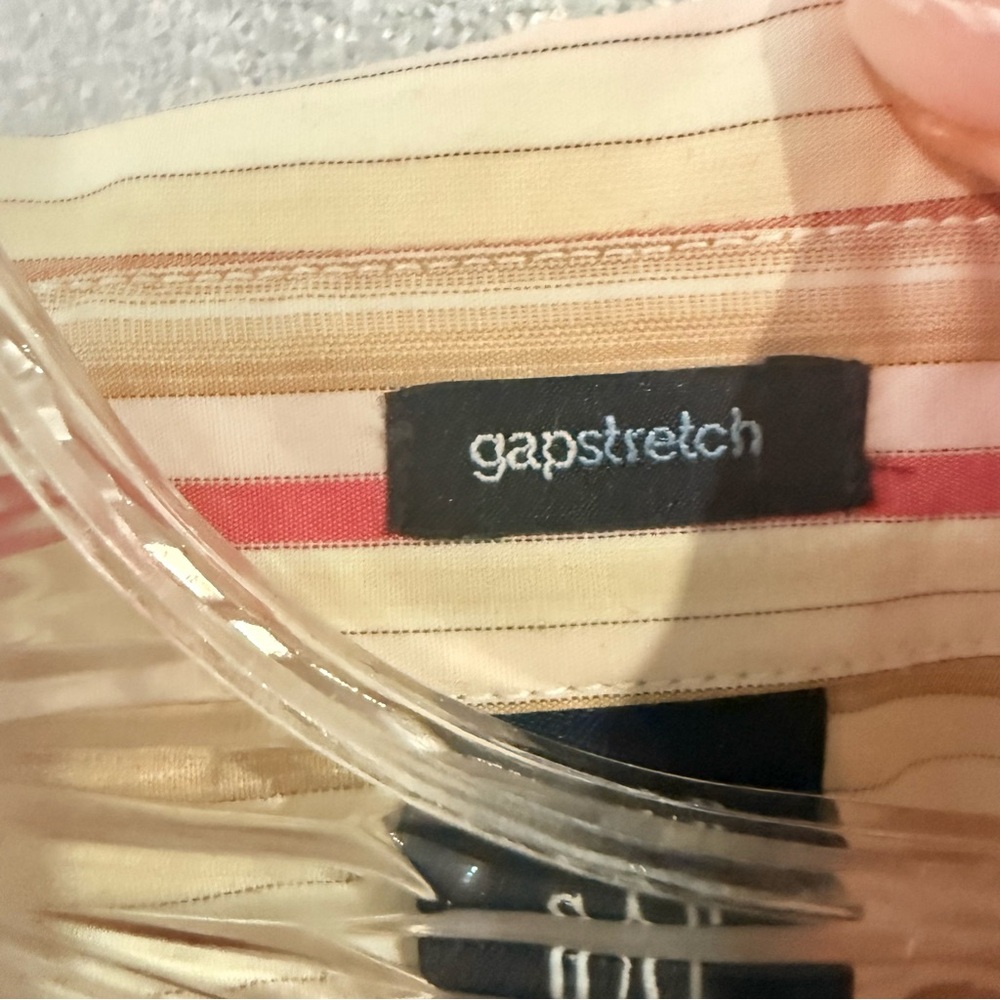 Gap Stretch Women's Button Down Vintage Beige Red… - image 5